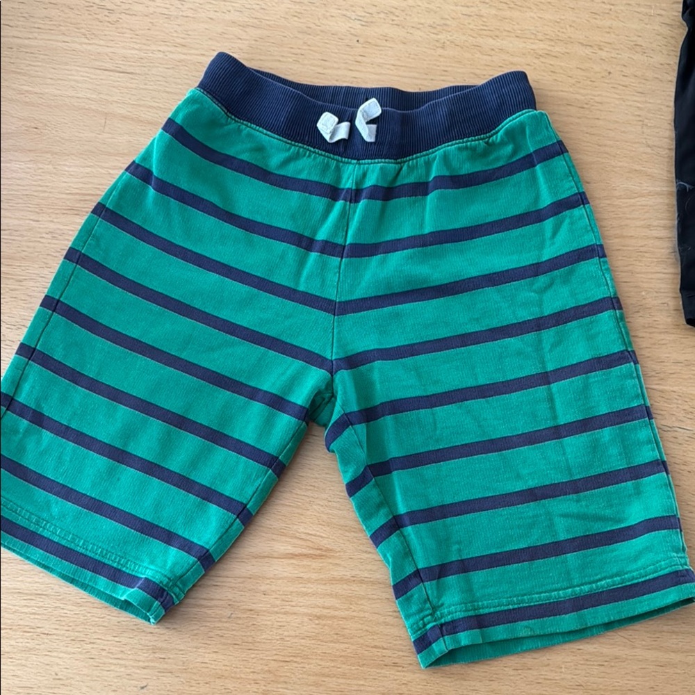 Hanna Andersson Green and Navy Striped Kids Shorts